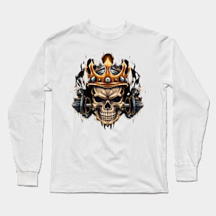 Barbells with Skull with crown Long Sleeve T-Shirt
